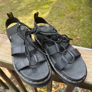 Dr. Martens Black Leather Open-Toe Sandals